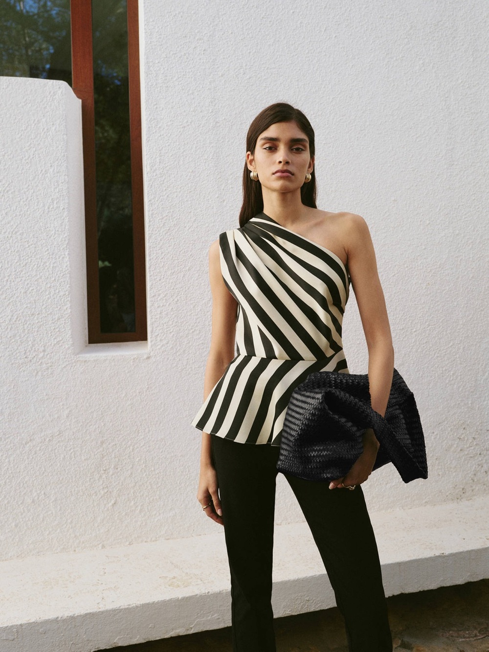 MANGO STRIPED ASYMMETRICAL TOP